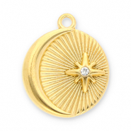 Ciondoli in acciaio inossidabile luna e stella con strass oro-trasparente