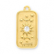 Ciondoli in acciaio inossidabile sole, luna e stelle con strass oro-trasparente