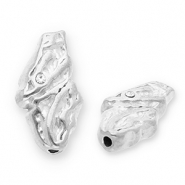 Perline in acciaio inossidabile irregolare con strass argento-trasparente