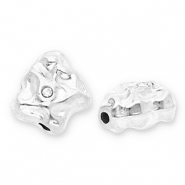 Perline in acciaio inossidabile irregolare con strass argento-trasparente