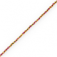 Perline di ematite 4 mm sfaccettata tonda rosa-giallo-rivestimento AB
