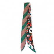 Bandana foulard fiori / linee oblique oro-rosso-verde-marrone