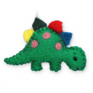 Broches feltro dinosauro verde-giallo-rosso-blu