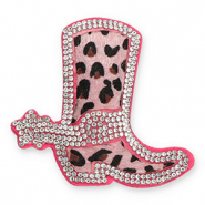 Ciondoli accattivanti con strass stivale da cowboy con stampa leopardo cristallo-rosa vintage-rosa scuro