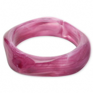 Bracciali bangle in resina viola melanzana-bianco