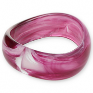 Bracciali bangle in resina viola melanzana-bianco