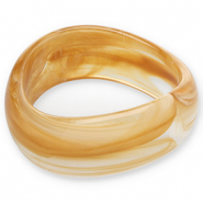 Bracciali bangle in resina marrone crema-bianco