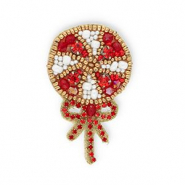 Broches lecca lecca con fiocco rosso-bianco-oro
