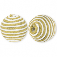 Perline in acrilico 22 mm con cordoncino cerato verde oliva-bianco