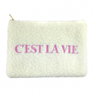 Pochette porta cosmetici Teddy "C'EST LA VIE" biancastro-viola