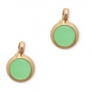 Pendenti di vetro Crystal Glass 7mm verde chiaro-oro