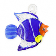 Pendenti di vetro dipinte a mano pesce blu scuro trasparente-bianco-arancione-giallo