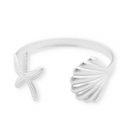 Bracciali in acciaio inossidabile bangle conchiglia & stella marina argento