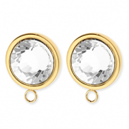 BY31® Componenti in acciaio inossidabile orecchini tonda con cristallo con anellino oro-cristal