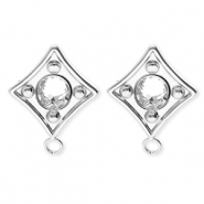 BY31® Componenti in acciaio inossidabile orecchini rombo con cristallo con anellino argento-cristal