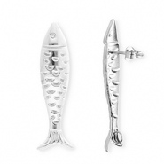 BY31® Componenti in acciaio inossidabile orecchini pesce con anellino argento