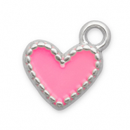 Ciondoli in acciaio inossidabile cuore argento-rosa