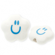 Perline di ceramica nuvola con smiley bianco-blu