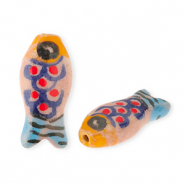 Perline di ceramica pesce rosa vintage-arancione-blu-rosso-nero