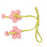 Ciondoli accattivanti fiore rosa salmone-verde lime
