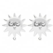 BY31® Componenti in acciaio inossidabile orecchini sole con faccia con anellino argento