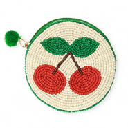 Portafogli piccoli tonda con ciliegie biancastro-verde-marrone-rosso