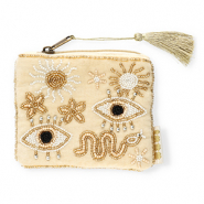 Pochette mistico beige-bianco-pesca nudo-oro