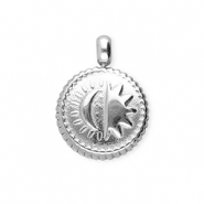 BY31&reg; Ciondoli in acciaio inossidabile tonda con sole & luna argento