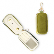 Scatola portagioie da viaggio con portachiavi rettangolo verde oliva