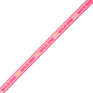 BY31&reg; Nastro con testo "Wild one" rosa-rosso-giallo
