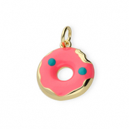 Metallo TQ in ottone ciondolo donut oro-rosa neon-blu