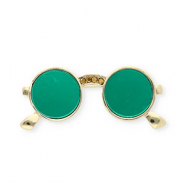Broches malto occhiali da sole con strass oro-verde