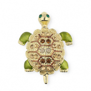 Broches tartaruga con strass oro-cristallo-verde