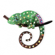 Broches camaleonte con strass oro-verde-viola-marrone