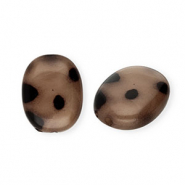 Perline in acrilico ovale con stampa leopardo marrone-marrone scuro