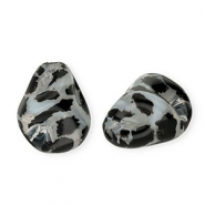 Perline in acrilico goccia con stampa leopardo trasparente-nero