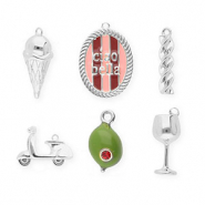 BY31&reg; Ciondoli in ottone Eco-brass confezione risparmio (6 pz.) argento-verde oliva-rosa chiaro-rosso