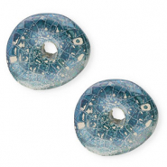 Perline di ceramica greca DQ donut mosaico blu vivace-biancastro-lilla