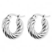 BY31® Orecchini in acciaio inossidabil a cerchio spirale argento