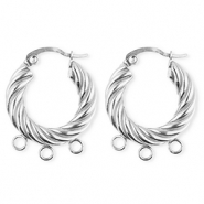 BY31® Componenti in acciaio inossidabile orecchini spirale con 3 anellini argento