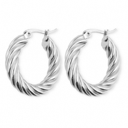 BY31® Orecchini in acciaio inossidabil a cerchio spirale argento