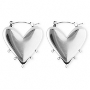 BY31® Componenti in acciaio inossidabile orecchini cuore con 5 anellini argento