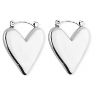 BY31® Orecchini in acciaio inossidabil a cerchio cuore argento
