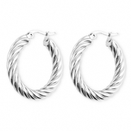 BY31® Orecchini in acciaio inossidabil a cerchio spirale argento