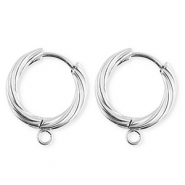BY31® Componenti in acciaio inossidabile orecchini spirale con anellino argento