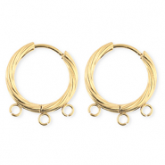 BY31® Componenti in acciaio inossidabile orecchini spirale con 3 anellini oro