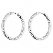BY31® Orecchini in acciaio inossidabil a cerchio spirale argento