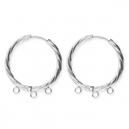 BY31® Componenti in acciaio inossidabile orecchini spirale con 3 anellini argento