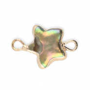 Perle di acqua dolce imperfette distanziatore stella oro-verde oceano