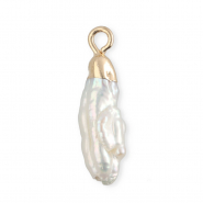 Perle di acqua dolce imperfette ciondolo tubo oro-bianco naturale